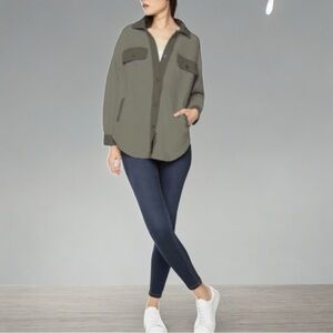 Black Tape Fuzzy Elbow Patch Shacket Meadow Wash SP